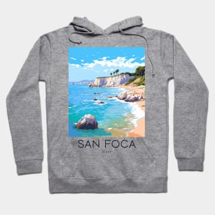 A Pop Art Travel Print of San Foca - Italy Hoodie